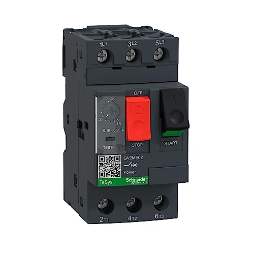 Schneider Electric GV2ME02 GV2ME Motorschutzschalter, 3p, 0,16-0,25A, Tasterbetätigung, Schraubanschluss, Schwarz Schneider Electric GV2ME02 GV2ME Motorschutzschalter, 3p, 0,16-0,25A, Tasterbetätigung, Schraubanschluss, Schwarz von Schneider Electric