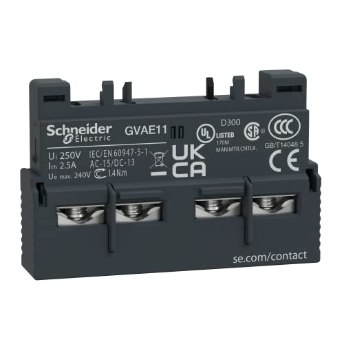 Schneider Electric GVAE11 Hilfsschalter, kompatibel mit einer Vielzahl von Schalttafeln, 1S+1Ö, Schwarz, 24-240 V AC von Schneider Electric