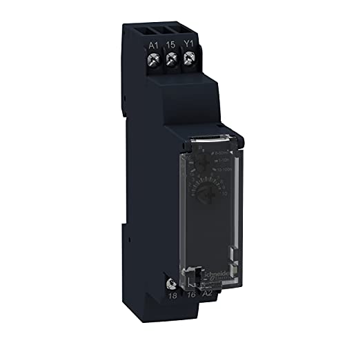 Schneider Electric - Harmony, 0,1 s-100 h, Zeitrelais ansprechverzögert, Relais 1 W, 24 VDC/24-240VAC, RE17RAMU von Schneider Electric