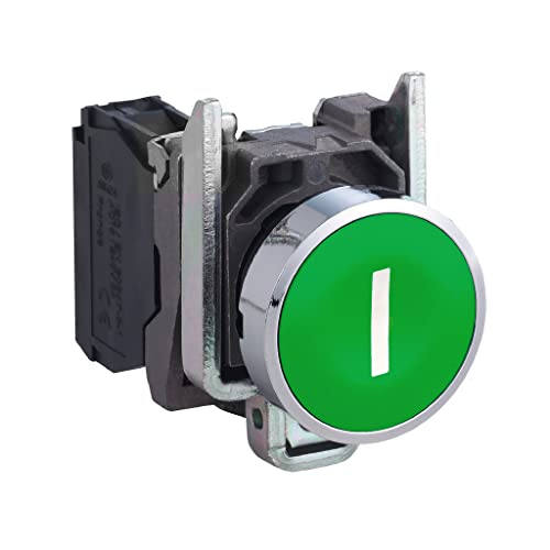 Schneider Electric Harmony XB4 XB4BA3311 Druckknopfschalter, Metall, Federrücklauf, 1NO, 22 mm-Halterung, gekennzeichnet mit „I“, Unterputz-Bedienprofil, Grün Schneider Electric Harmony XB4 XB4BA3311 Druckknopfschalter, Metall, Federrücklauf, 1NO, 22 mm-Halterung, gekennzeichnet mit „I“, Unterputz-Bedienprofil, Grün von Schneider