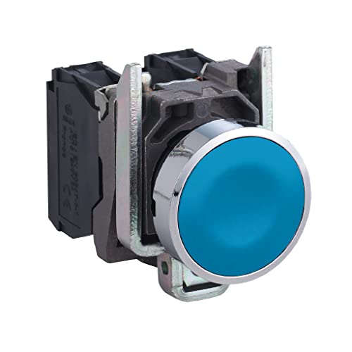 Schneider Electric Harmony XB4 XB4BA61 Druckknopfschalter, Metall, Federrücklauf, 1NO, 22 mm-Halterung, unmarkiert, Unterputz-Bedienprofil, Blau Schneider Electric Harmony XB4 XB4BA61 Druckknopfschalter, Metall, Federrücklauf, 1NO, 22 mm-Halterung, unmarkiert, Unterputz-Bedienprofil, Blau von Schneider