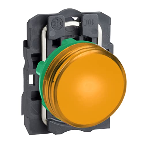 Schneider Electric Harmony XB5, Pilot-Kontrollleuchte, Kunststoff, einfarbige Linse, integrierte LED, industrielle Steuerung, 22 mm Halterung, 24 V Wechsel-/Gleichspannung, XB5AVB5, Orange von Schneider Electric