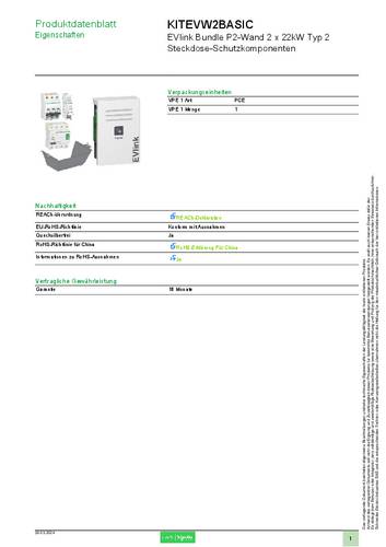 Schneider Electric KITEVW2BASIC EVlink Wallbox eMobility Ladestation Schneider Electric KITEVW2BASIC EVlink Wallbox eMobility Ladestation von Schneider Electric