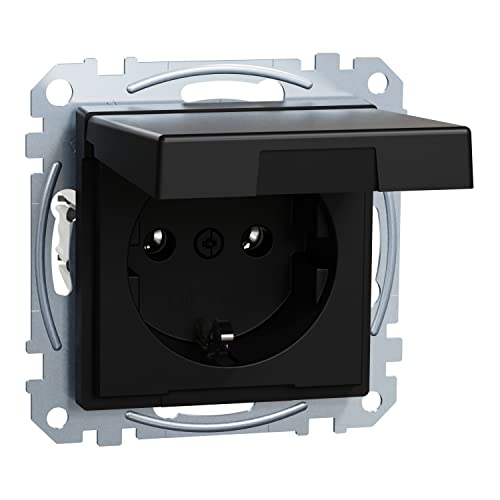 Schneider Electric Merten MEG2311-0403 SCHUKO-Steckdose mit Klappdeckel, Steckklemmen, Schwarz Matt, System M, Schutzkontaktsteckdose Schneider Electric Merten MEG2311-0403 SCHUKO-Steckdose mit Klappdeckel, Steckklemmen, Schwarz Matt, System M, Schutzkontaktsteckdose von Schneider Electric