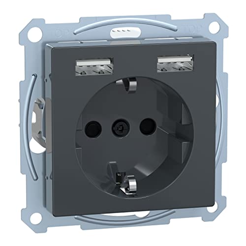 Schneider Electric Merten MEG2366-0414 Steckdose mit USB Anschluss Typ A+A System M Anthrazit,Schuko USB Steckdose Unterputz,Schutzkontaktsteckdose, geeignet für Smartphone, Tablet Schneider Electric Merten MEG2366-0414 Steckdose mit USB Anschluss Typ A+A System M Anthrazit,Schuko USB Steckdose Unterputz,Schutzkontaktsteckdose, geeignet für Smartphone, Tablet von Schneider Electric