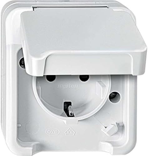 Schneider Electric Merten MEG2400-8019 Aufputz 1-Fach SCHUKO-Steckdose mit erhöhtem Berührungsschutz, Schutzkontaksteckdose, IP44, polarweiß, AQUASTAR Schneider Electric Merten MEG2400-8019 Aufputz 1-Fach SCHUKO-Steckdose mit erhöhtem Berührungsschutz, Schutzkontaksteckdose, IP44, polarweiß, AQUASTAR von Schneider Electric