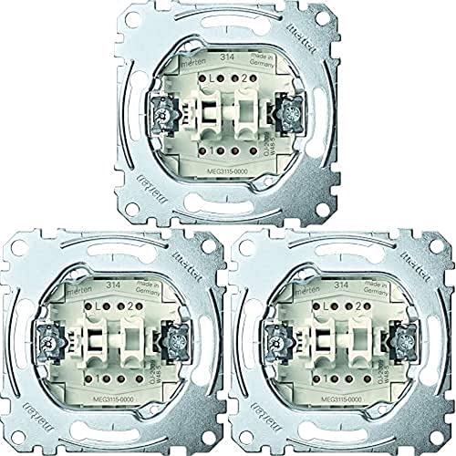 Schneider Electric Merten MEG3115-0000 – Serienschalter Einsatz – Aus- und Wechselschalter Doppelschalter - 10 A - AC 250 V - 1-polig, 3er Pack von Schneider Electric