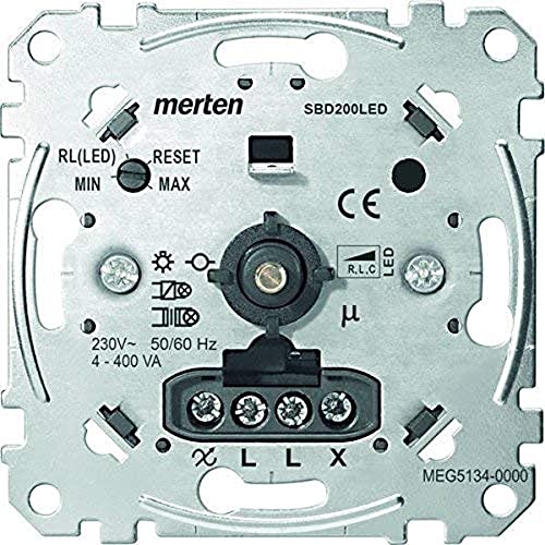 Schneider Electric Merten Universal-Drehdimmer-Einsatz, Dimmschalter, Unterputz, 4-400W, Phasenabschnitt, Aluminium, Artikelnummer MEG5134-0000 von Schneider Electric