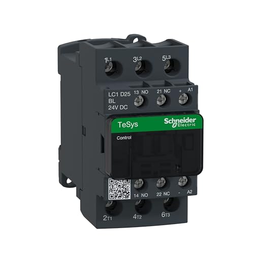 Schneider Electric TeSys D - AC-Schütz, 24 V DC, 50/60 Hz, 3-polig, 3 NO, 25 A, 40 ms, feste und DIN-Schienenmontage, LC1D25BL von Schneider Electric