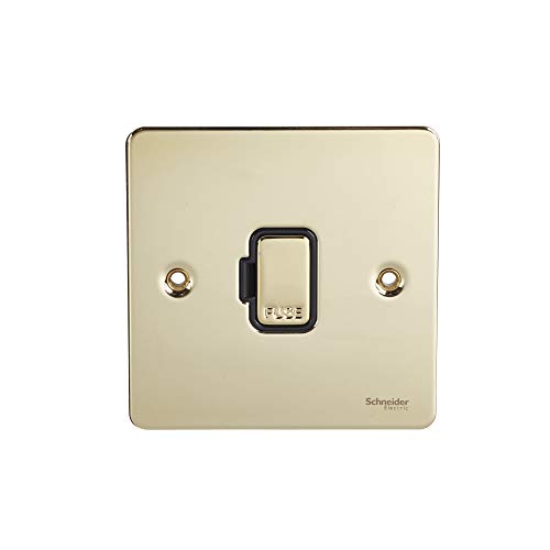 Schneider Electric Ultimate Flat Plate, ungeschaltete gesicherte Anschlusseinheit, 13 A, GU5200BPB, poliertes Messing mit schwarzem Einsatz Schneider Electric Ultimate Flat Plate, ungeschaltete gesicherte Anschlusseinheit, 13 A, GU5200BPB, poliertes Messing mit schwarzem Einsatz von Schneider Electric