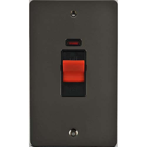 Schneider Electric Ultimate Flat Plate Doppel-Kontrollschalter mit Neonanzeige, doppelpolig, 50 AX, GU4221BBN, schwarzes Nickel mit schwarzem Einsatz Schneider Electric Ultimate Flat Plate Doppel-Kontrollschalter mit Neonanzeige, doppelpolig, 50 AX, GU4221BBN, schwarzes Nickel mit schwarzem Einsatz von Schneider Electric