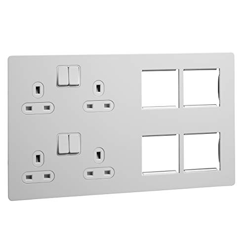 Schneider Electric Ultimate schraubenlose, geschaltete 4-Gang-Steckdose mit flacher Platte, doppelpolig, mit Kombinations-Medienplatte, GU34204DMPWPW, weiß lackiert mit weißem Einsatz Schneider Electric Ultimate schraubenlose, geschaltete 4-Gang-Steckdose mit flacher Platte, doppelpolig, mit Kombinations-Medienplatte, GU34204DMPWPW, weiß lackiert mit weißem Einsatz von Schneider Electric