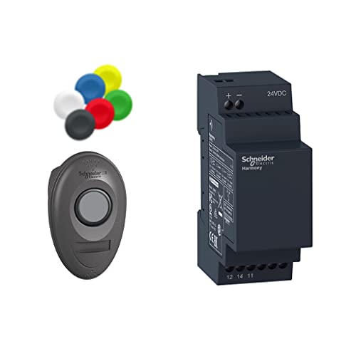 Schneider Electric XB5RMB03 Kombipaket, Funkdrucktaster, Gehäuse, Empfänger, nicht programmierbar, Kunststoff, Ø22mm, 24V DC, 10 farbiges Kappenset von Schneider Electric