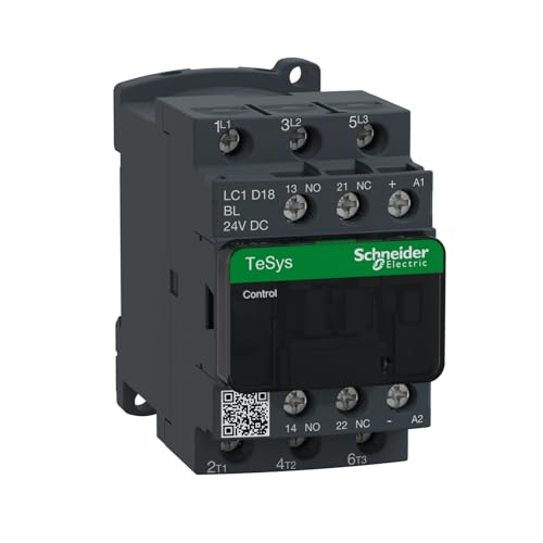 Schneider TeSys D Schütz LC1D18BL, 18 A, 3P, nach AC-3, DC Spule, 24 V, weiß von Schneider