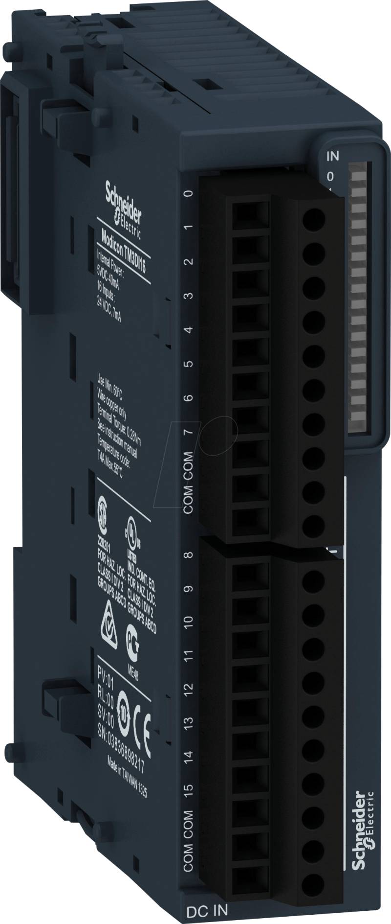TM3DI16 - Digitales Eingangsmodul, 16 digitale Eingänge, 27 x 90 x 85 mm von Schneider Electric