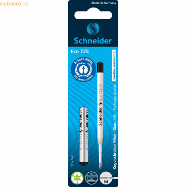 10 x Schneider Kugelschreibermine Eco 725 M schwarz VE=2 Stück Blister 10 x Schneider Kugelschreibermine Eco 725 M schwarz VE=2 Stück Blister von Schneider