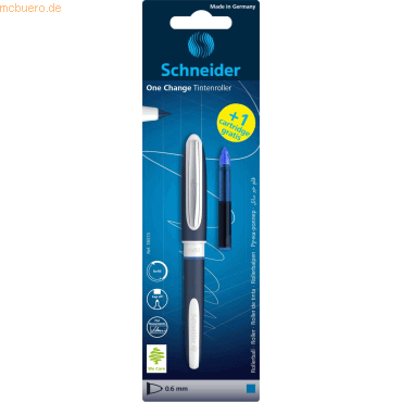 5 x Schneider Tintenroller One Change Ultra-Smooth-Spitze 0,6mm blau von Schneider