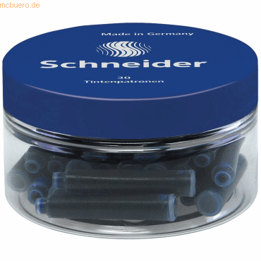 6 x Schneider Tintenpatrone Standard königsblau Runddose VE=30 Stück von Schneider