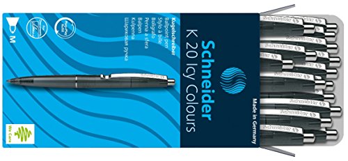 Kugelschreiber K20 Icy Colours, Mine schwarz, Schaft schwarz, Strichstärke M, Stahlclip, Zierring und Drücker aus Metall, dokumentenecht von Schneider