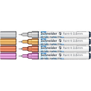 Schneider 010 Lackmarker farbsortiert 0,8 mm, 4 Set von Schneider