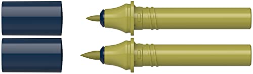 Schneider 040 Paint-It Twinmarker Patronen (Brush Tip & 1,0 mm Rundspitze, farbintensive Tinte auf Wasserbasis, für die Anwendung auf Papier, 95% recycelter Kunststoff) olive green 043 von Schneider