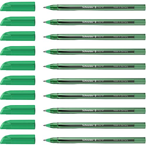 Schneider 102204 Vizz Kugelschreiber (für leichtes und schnelles Schreiben, Schaft in Schreibfarbe, Strichbreite M) 10 Stück, Grün von Schneider