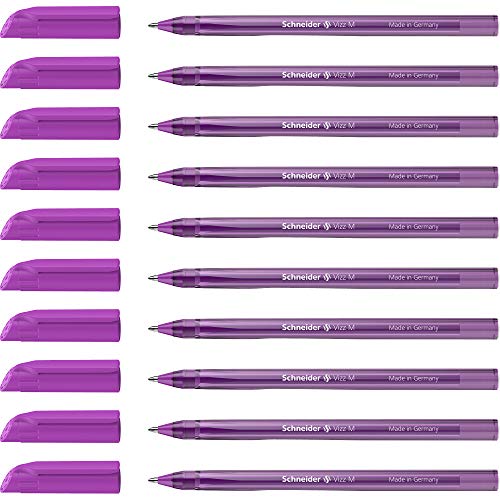 Schneider 102208 Vizz Kugelschreiber (für leichtes und schnelles Schreiben, Schaft in Schreibfarbe, Strichbreite M) 10 Stück, Violett von Schneider