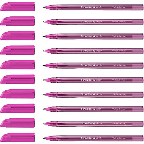 Schneider 102209 Vizz Kugelschreiber (für leichtes und schnelles Schreiben, Schaft in Schreibfarbe, Strichbreite M) 10 Stück, Pink von Schneider