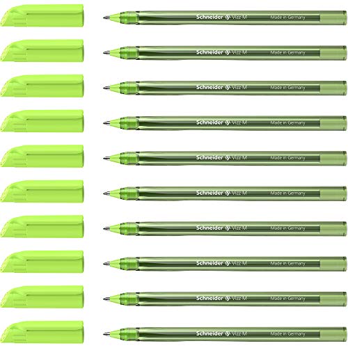 Schneider 102211 Vizz Kugelschreiber (für leichtes und schnelles Schreiben, Schaft in Schreibfarbe, Strichbreite M) 10 Stück, Hellgrün von Schneider