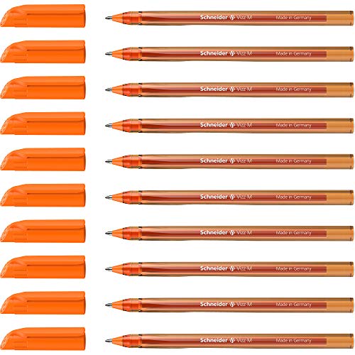 Schneider 102211 Vizz Kugelschreiber (für leichtes und schnelles Schreiben, Schaft in Schreibfarbe, Strichbreite M) 10 Stück, Orange von Schneider