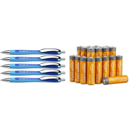 Schneider 132503 Slider Rave XB Kugelschreiber (Strichstärke: XB & Amazon Basics AA-Alkalisch-Batterien, leistungsstark, 1,5 V, 20er-Pack (Aussehen kann variieren) von Schneider