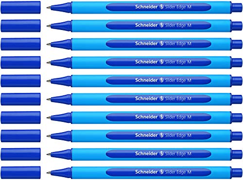 Schneider 152103 Slider Edge M Kugelschreiber (Strichstärke: M, dokumentenecht, Dreikant-Stift) 10er Packung blau von Schneider