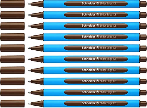 Schneider 152207 Slider Edge XB Kugelschreiber (Strichstärke: XB, dokumentenecht, Dreikant-Stift) 10er Packung braun von Schneider