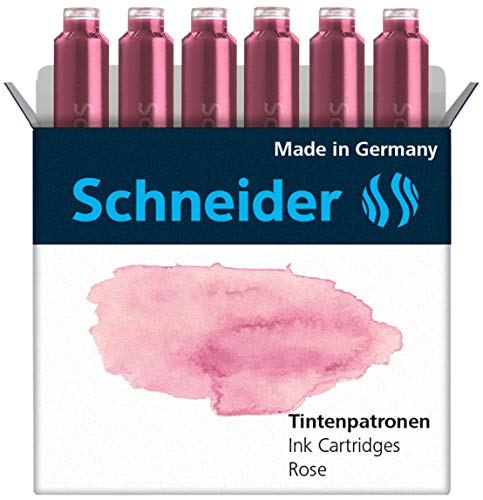 Schneider 166129 Pastell Tintenpatrone (Standard Patronen für Füller) Rose, 6 Stück , von Schneider