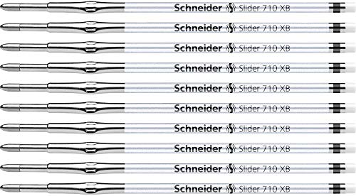Schneider 171001 Slider 710 Kugelschreibermine (ViscoGlide-Technologie, Strichstärke XB) 10 Stück, schwarz von Schneider