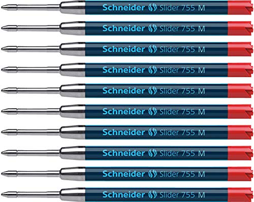 Schneider 175602 Slider 755 Ersatzmine (ViscoGlide-Technologie, M=Mittelstrich) 10er Packung, rot von Schneider