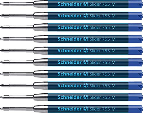 Schneider 175603 Slider 755 Ersatzmine (ViscoGlide-Technologie, dokumentenecht, M=Mittel) 10er Packung, blau von Schneider