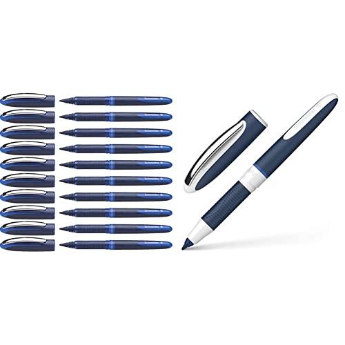 Schneider 183003 One Business Tintenroller (dokumentenecht mit 0,6 mm Strichstärke, Made in Germany) 10er Pack, blau & 78373 One Change Tintenroller (Ultra-Smooth-Spitze, Strichstärke 0,6 mm) blau von Schneider