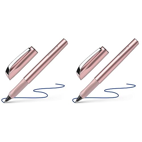 Schneider 186209 Ceod Shiny Tintenroller (Rechts- und Linkshänder, Strichstärke M, inkl. Tintenpatrone Königsblau) Powder pink (Packung mit 2) von Schneider