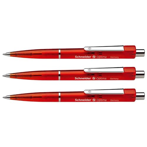 Schneider 3 Stück Kugelschreiber Optima rot pte Durchschnitt rot Schneider 3 Stück Kugelschreiber Optima rot pte Durchschnitt rot von Schneider