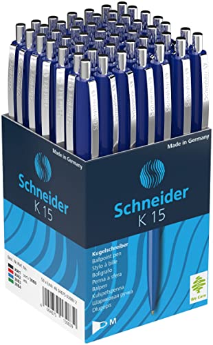 Schneider 3083 K15 Druckkugelschreiber (dokumentenecht, Strichstärke: M, Schreibfarbe: blau) 50 Stück, blau von Schneider