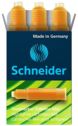 Schneider 6666 Nachfüllpatrone orange 3Stück Textmarker MAYY-115 brillant-190 von Schneider