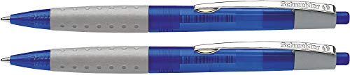 Schneider 73550 Loox Druckkugelschreiber (Soft-Grip-Zone, dokumentenechte Mine, Strichstärke M) 2 Stück, blau von Schneider