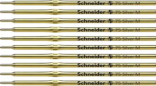 Schneider 7519 Silver 75 M Kugelschreibermine (Strichstärke M, Schreibfarbe Silber) 10er Packung von Schneider