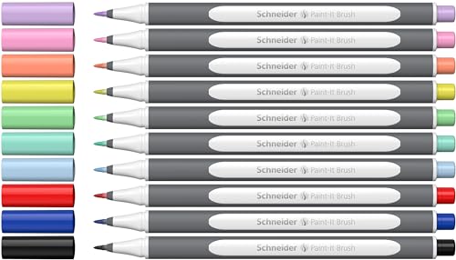 Schneider Brushpen Paint-It 070 (Premium-Pinselstifte mit flexibler Spitze und leuchtenden Farben für Kalligraphie, Hand-Lettering und mehr) 10 Stück sortiert Set 2 von Schneider