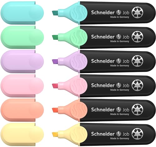 Schneider Job 150 Pastell Textmarker (aus recyceltem Kunststoff, ausgezeichnet mit Der blaue Engel) 6er Etui sortiert von Schneider