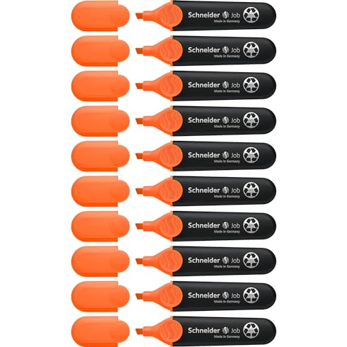 Schneider Job 150 Textmarker (aus recyceltem Kunststoff, ausgezeichnet mit Der blaue Engel) 10er Pack orange von Schneider