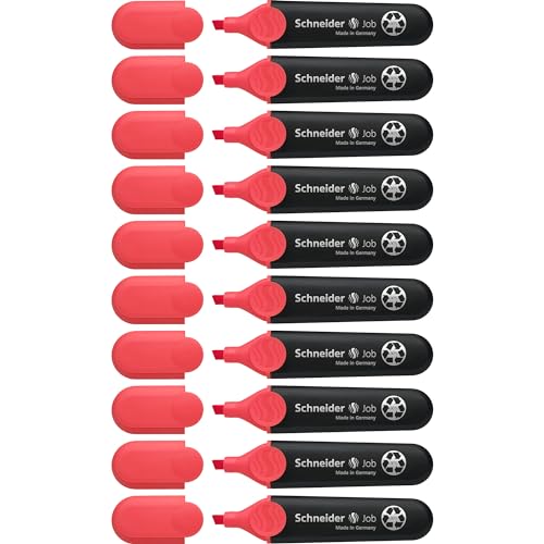 Schneider Job 150 Textmarker (aus recyceltem Kunststoff, ausgezeichnet mit Der blaue Engel) 10er Pack rot von Schneider