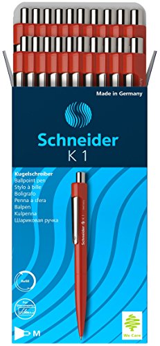 Schneider K 1 Druckkugelschreiber (M, dokumentenecht) 20er Packung rot von Schneider