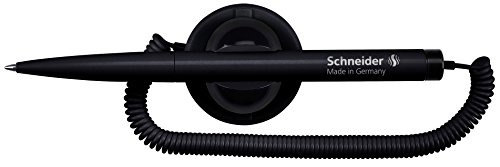 Schneider Klick-Fix Kugelschreiber mit Teleschnur (Schreibfarbe: schwarz, Strichstärke M), schwarz, 10 Stück von Schneider